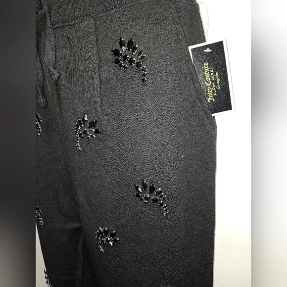 NWT Juicy Couture Embellished Joggers Medium Black - Picture 3 of 7